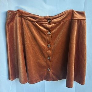 Rust Brown Velvet Skater Skirt | Fall Outfit XXL